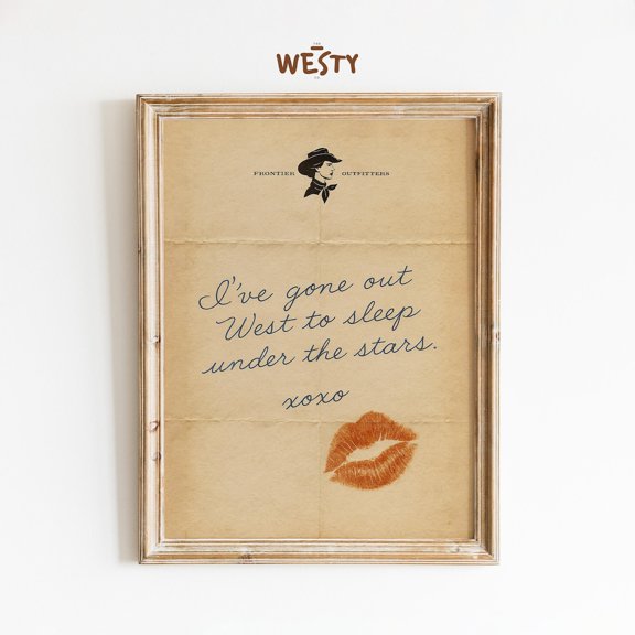PosterArt Gone Out West Poster Vintage Love Letter Wall Art Sleep Under the Stars Print, Size 12x18 UNFFRAMED