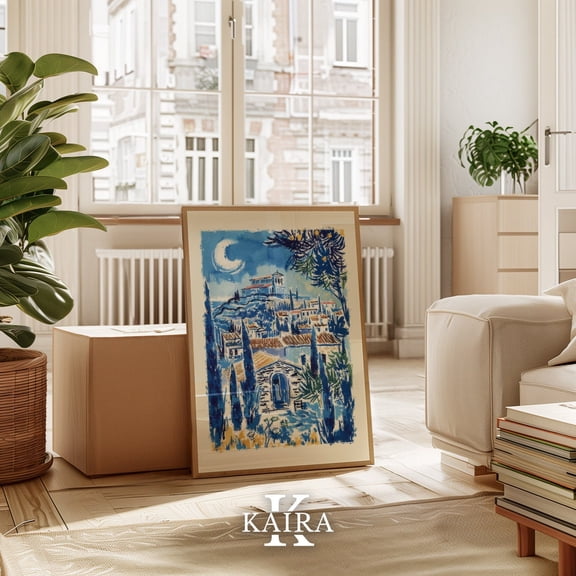 PosterArt Greece Landscape Art Print Poster Scenic City Wall Art, Size 16x24 UNFFRAMED