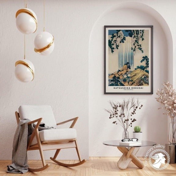 PosterArt Hokusai Poster, Yoro Waterfall Art Print, Edo Period Japanese Woodblock Wall Decoration, 8x12 UNFRAMED