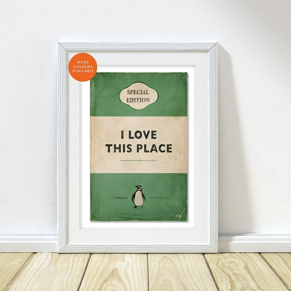PosterArt I Love This Place Penguin Book Cover Poster Vintage Book Print Retro Wall Art for Book Lovers and Readers, 24x36 UNFRAMED