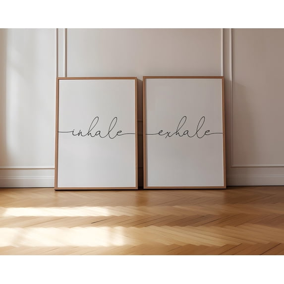 PosterArt Inhale Exhale Print Set: Minimalist Black and White Wall Art, Size 12x18 UNFFRAMED