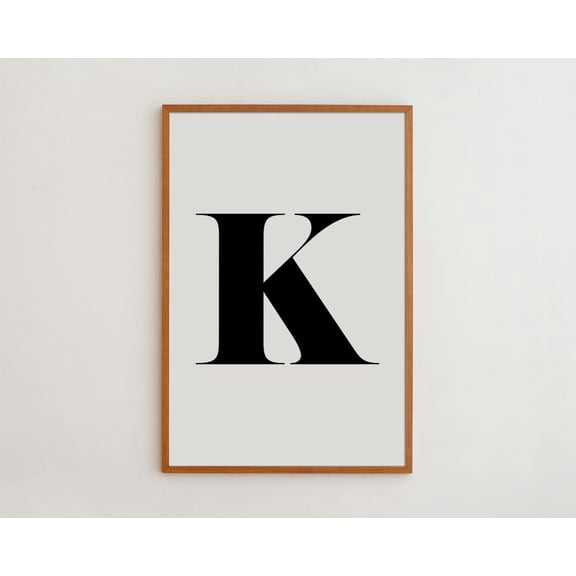 PosterArt Initial Art Print Poster Black and White Typo Poster, Size 8x12 UNFFRAMED