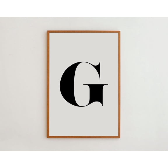 PosterArt Initial Typography Art Print Poster Minimalist Black and White Poster, Size 8x12 UNFFRAMED