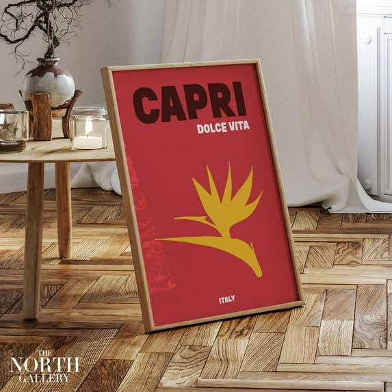 PosterArt Italy Capri Dolce Vita Travel Print, Preppy Room decor Travel Poster, Trendy Dorm Room Prints, Coastal Home Decor, Art Prints, Size 16x24 UNFFRAMED