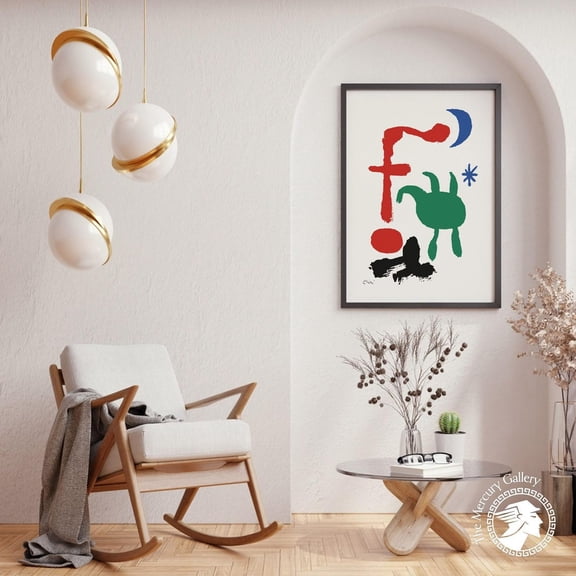 PosterArt Joan Miro Lithograph Poster, Galerie Berggruen Paris, Modern Art Wall Decor for Living Room, 16x24 UNFRAMED