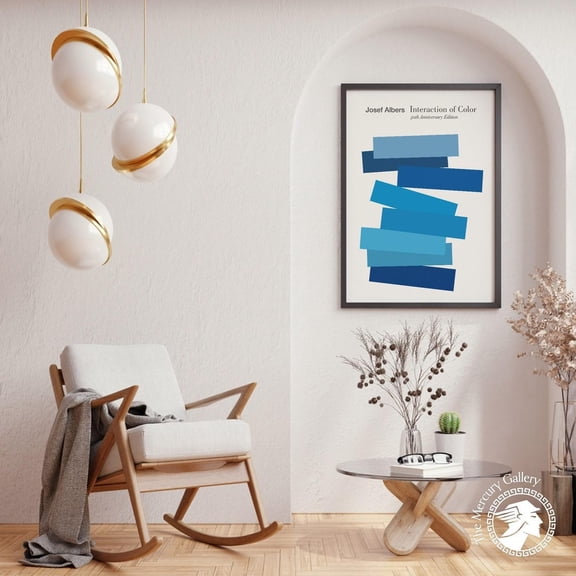 PosterArt Josef Albers Poster, Blue Hues Abstract Exhibition Print, Interaction of Color Museum Wall Art, 16x24 UNFRAMED