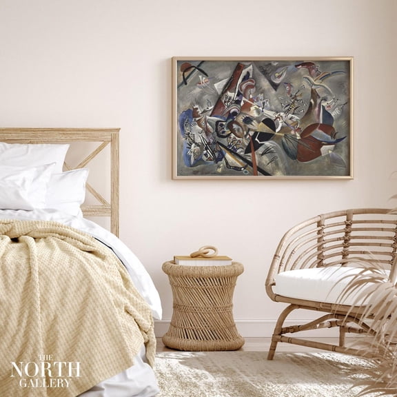 PosterArt Kandinsky In the Grey Poster Print, Abstract Reproduction, Expressionist Exhibition Wall Art for Modern Home Gallery, Size 8x12 UNFFRAMED