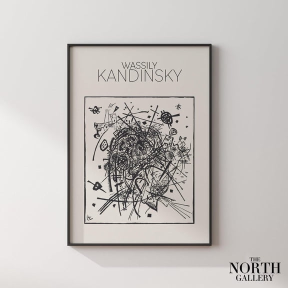 PosterArt Kandinsky Style Poster, Modernist Paints, Modern Wall Art, Expressionism Art, Living Room Decor, Size 8x12 UNFFRAMED