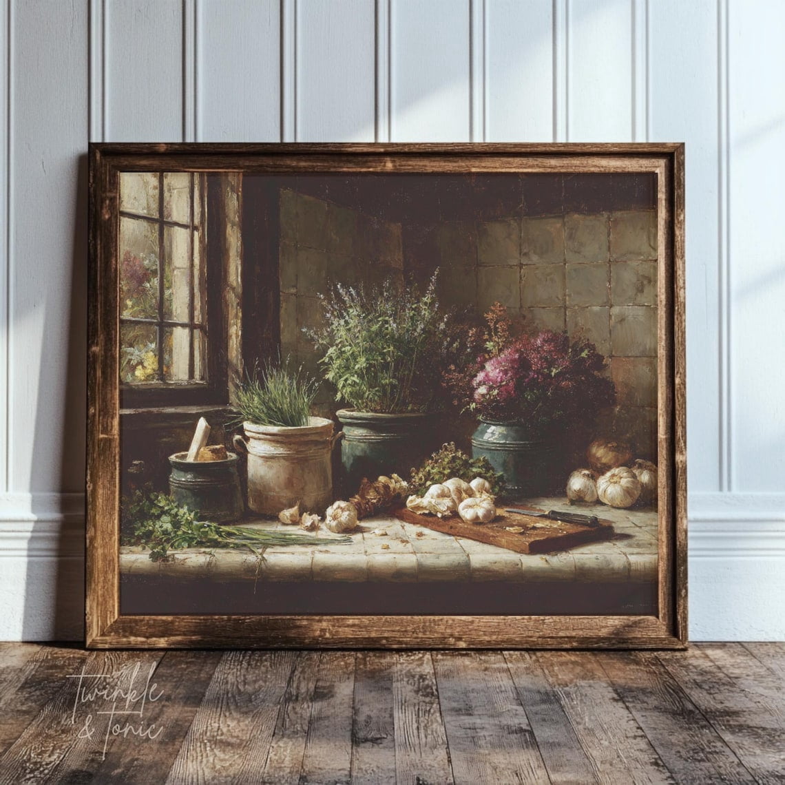 Rustic Posterboard PosterArt Kitchen Herbs Art Print Rustic Farmhouse Wall Décor Dark ...