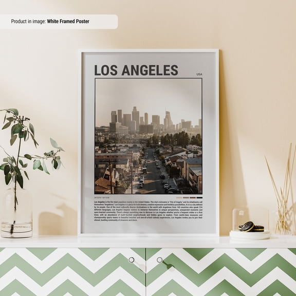 PosterArt L.A Poster Travel Poster Travel Wall Art Minimal Travel Wall Print US City Print Wall Decor, Size 8x12 UNFFRAMED