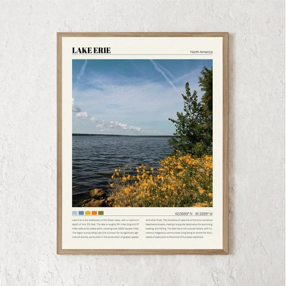PosterArt Lake Erie Print, Lake Erie Wall Art, Lake Erie Poster, Lake Erie Photo, Lake Erie Wall Decor, Lake Erie Travel Gift, 16x24 UNFRAMED
