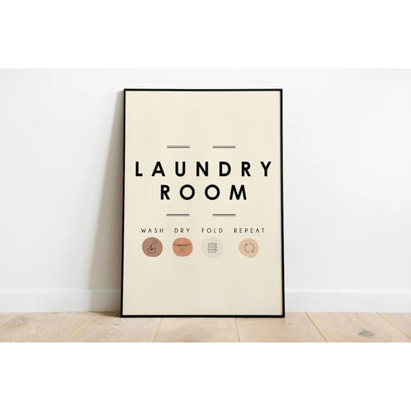 PosterArt Laundry Sign Art Print Modern Typography Poster Laundry Room Wall Décor Minimal Wash Design, 16x24 UNFRAMED