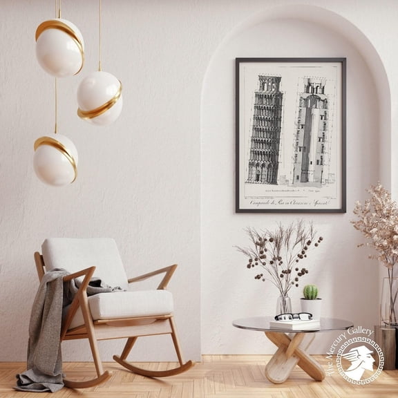 PosterArt Leaning Tower of Pisa Poster, Vintage Architecture Art Print, Italian Travel Wall Decoration, 12x18 UNFRAMED