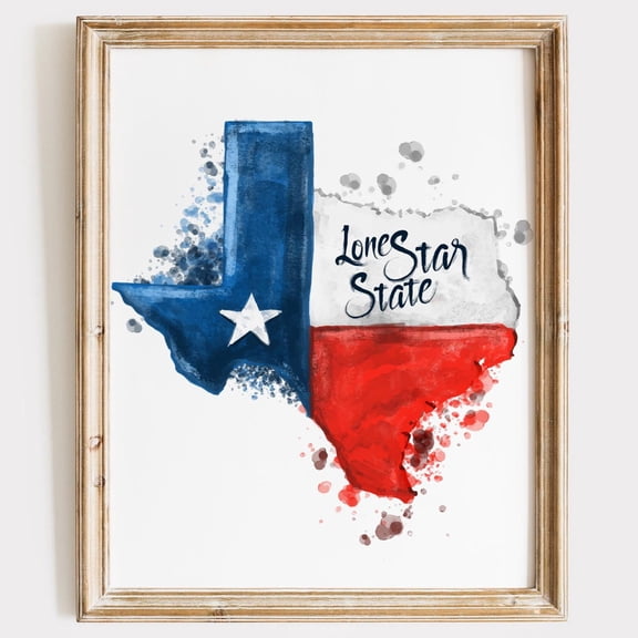 PosterArt Lone Star State Art Print Texas Wall Décor for Southern or Rustic Home, 8x12 UNFRAMED