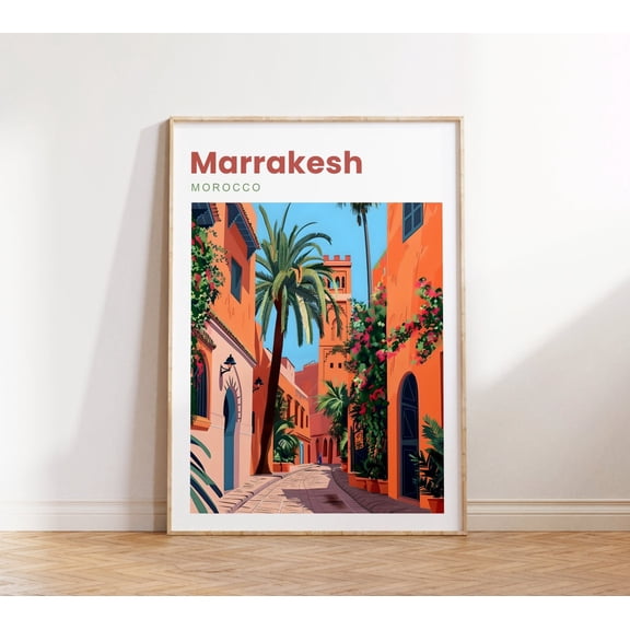 PosterArt Marrakesh Travel Print Marrakesh Morocco Marrakesh Marrakesh Travel Poster Morocco Marrakesh Gift Wall Art Print Poster, Size 24x36 UNFFRAMED