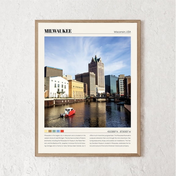 PosterArt Milwaukee Print, Milwaukee Wall Art, Milwaukee Poster, Milwaukee Photo, Milwaukee Wall Decor, Milwaukee Travel Gift, 16x24 UNFRAMED