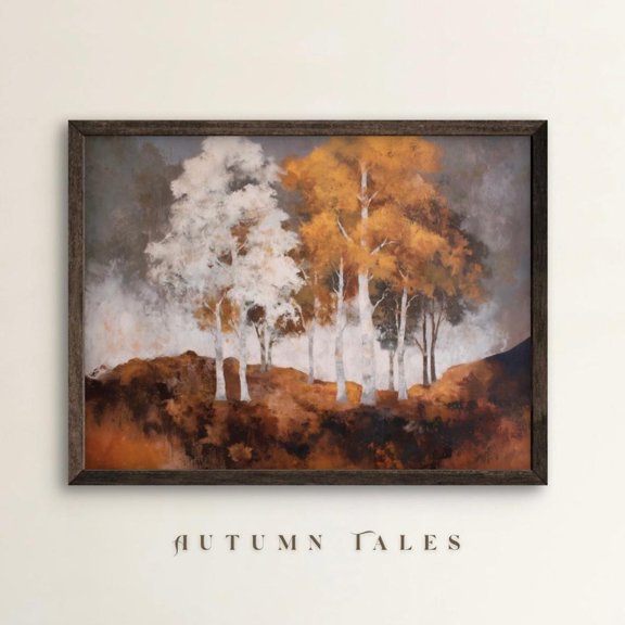 PosterArt Modern Moody Fall Poster, Contemporary Minimalist Autumn Landscape Printable, Cozy Earthy Home Wall Art, 16x24 UNFRAMED