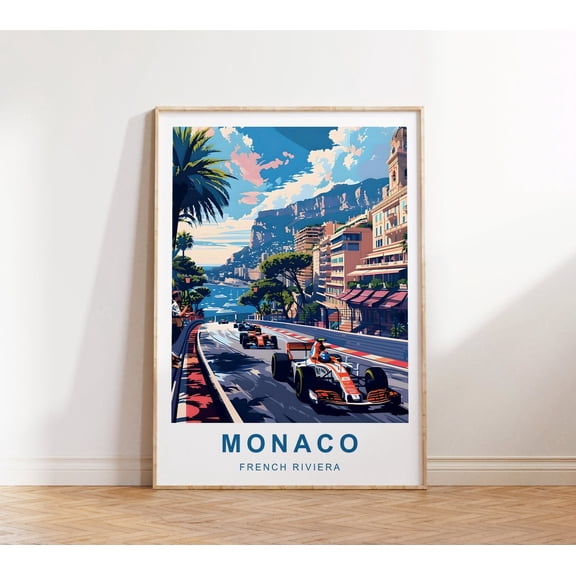 PosterArt Monaco Travel Poster Monaco Print Monaco Poster Motor Racing Travel Prints Monaco Racing Motorsport Poster Monaco Travel, Size 8x12 UNFFRAMED