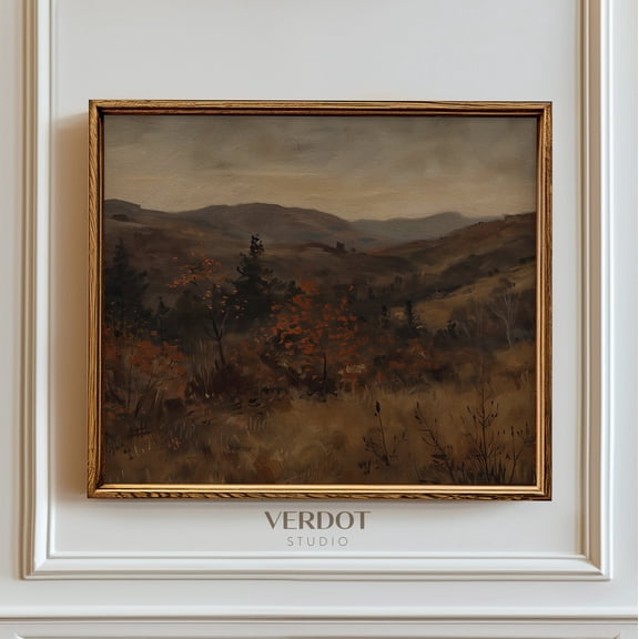 PosterArt Moody Fall Landscape Art Print Dark Country Scene Poster Neutral Autumn Wall Décor Vintage Design, 12x18 UNFRAMED