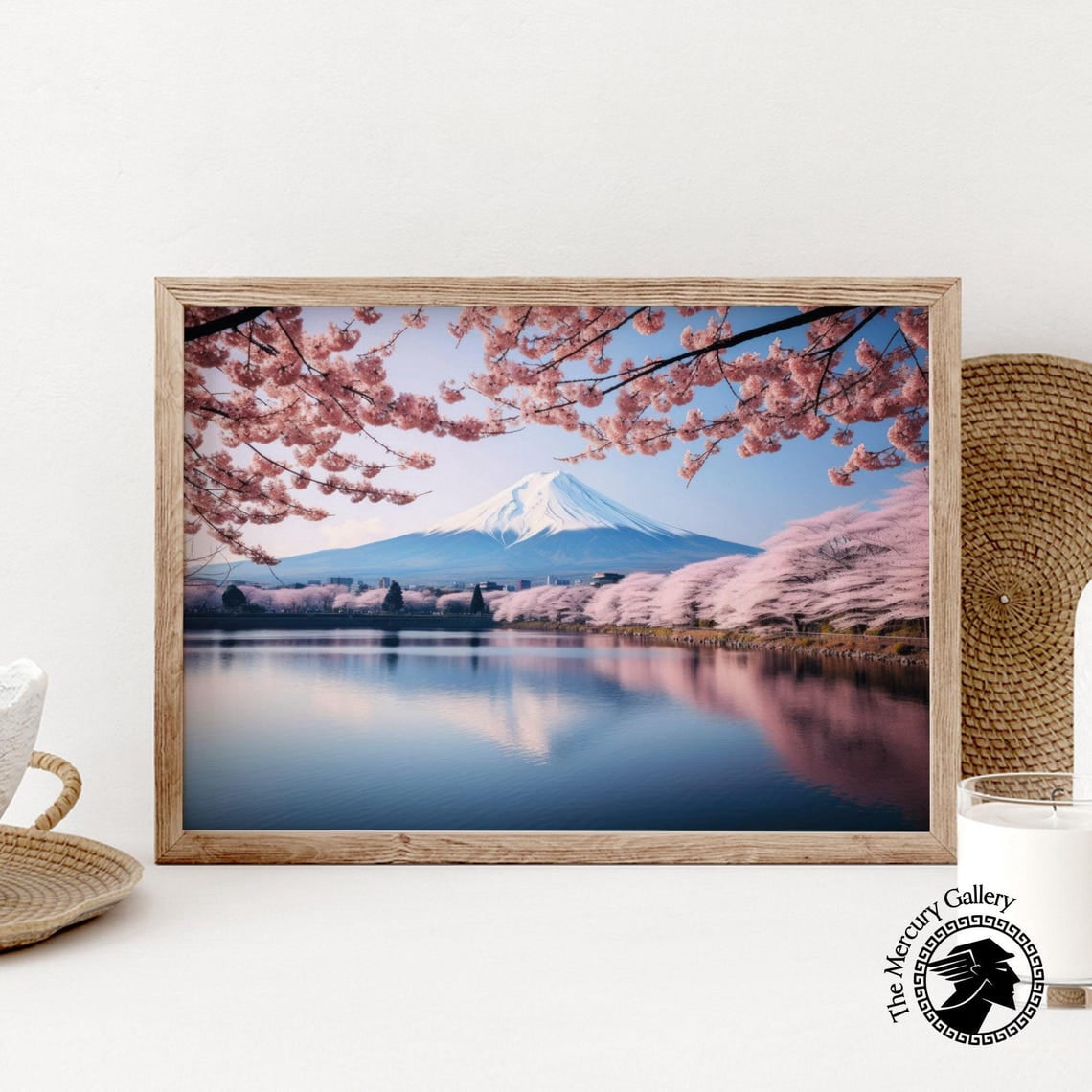 PosterArt Mount Fuji Cherry Blossom Poster, Japanese Zen Landscape Wall ...