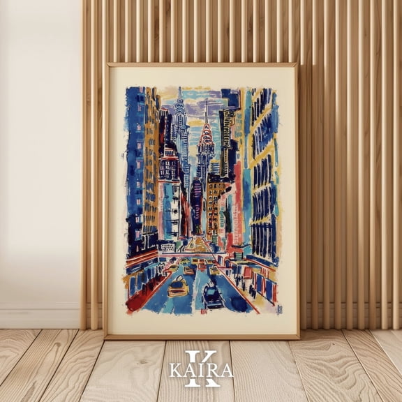 PosterArt NYC Skyline Art Print Poster Colorful Cityscape Poster, Size 12x18 UNFFRAMED