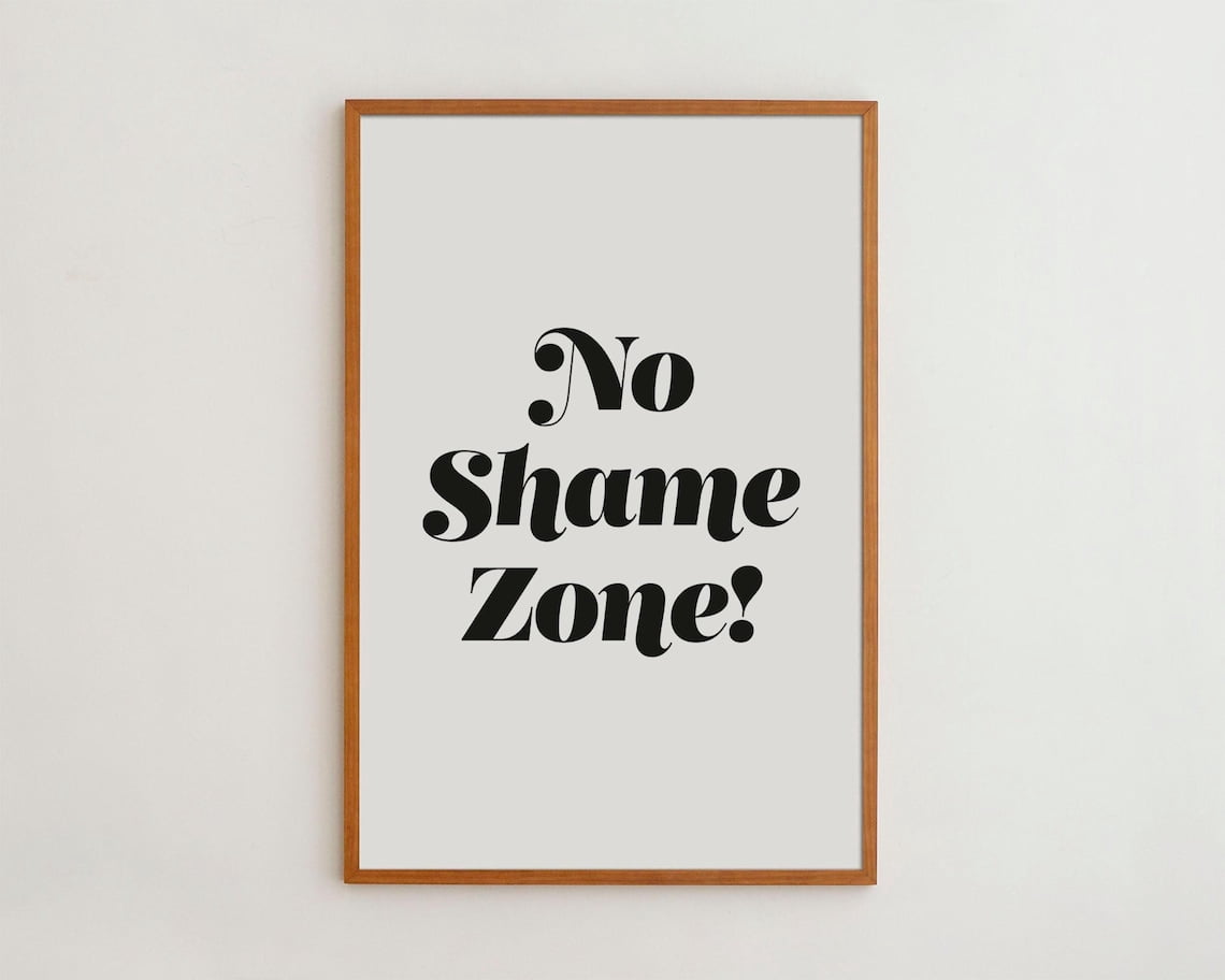 PosterArt No Shame Zone Bedroom Print Bedroom Wall Art Black And White ...
