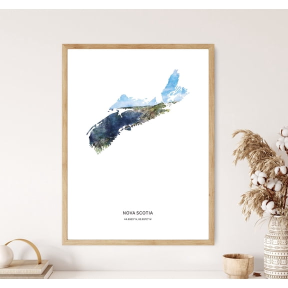 PosterArt Nova Scotia Print, Nova Scotia Poster, Nova Scotia Map Art, Map of Nova Scotia, 8x12 UNFRAMED
