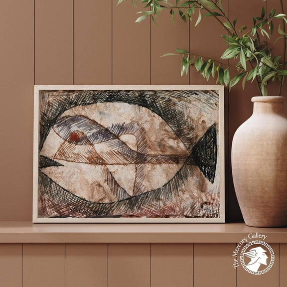 PosterArt Paul Klee Poster, Fisch Exhibition Abstract Art Print, Retro Gallery Wall Decoration, 12x18 UNFRAMED