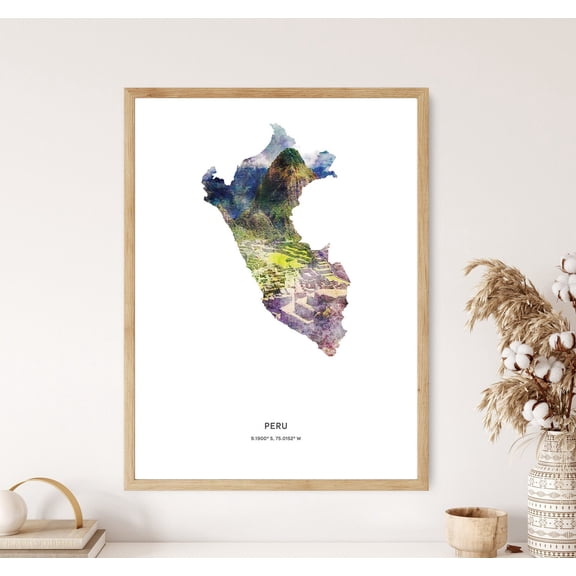 PosterArt Peru Print, Peru Poster, Peru Map Art, Map of Peru, 12x18 UNFRAMED