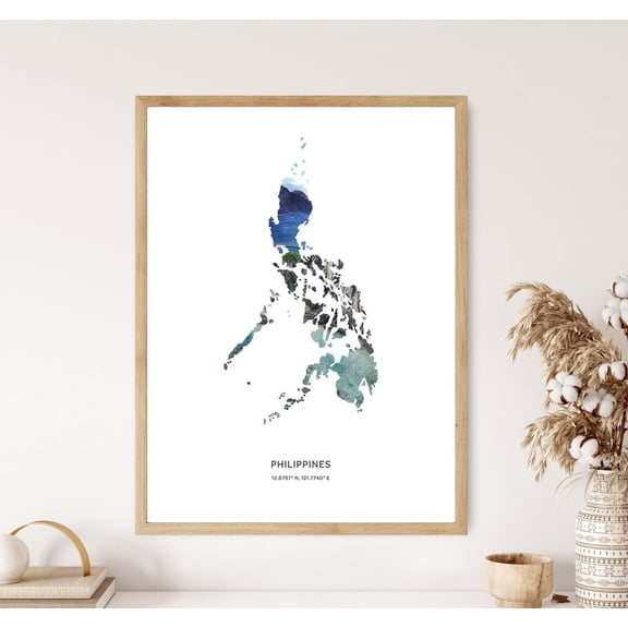 PosterArt Philippines Print, Philippines Poster, Philippines Map Art, Map of Philippines, 8x12 UNFRAMED