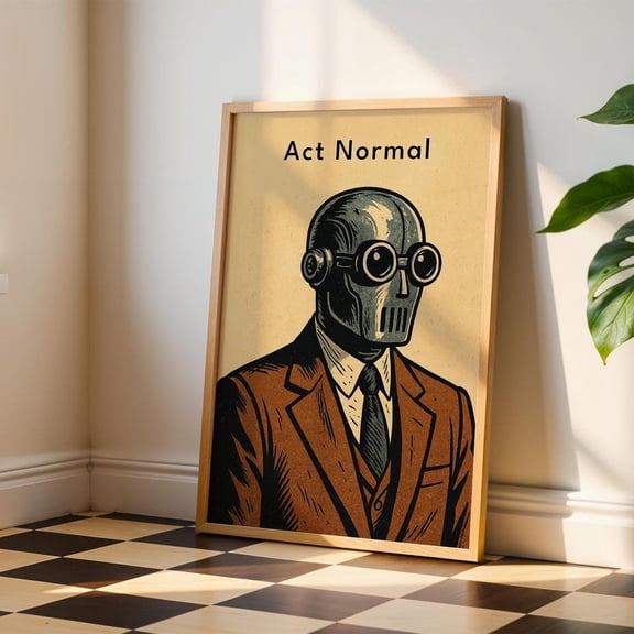 PosterArt Retro Robot Poster Wall Art, Sci-Fi Surreal Robot In Suit Illustration For Home Or Office Decor, 16x24 UNFRAMED