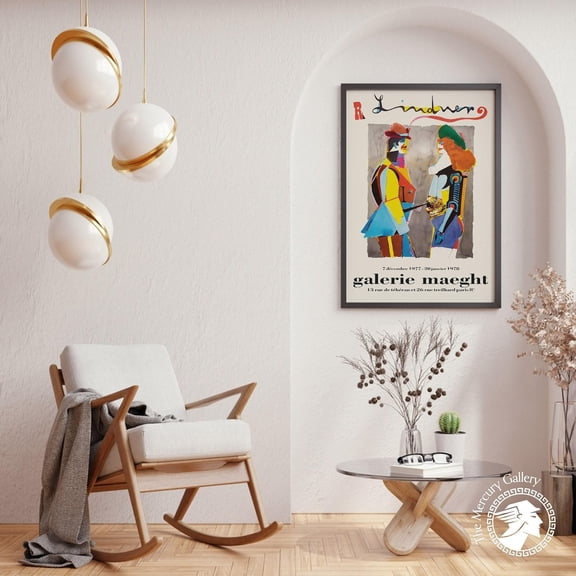 PosterArt Richard Lindner Exhibition Poster, Man and Woman Art Print, Galerie Maeght Wall Decor, Home Gallery Design, 12x18 UNFRAMED