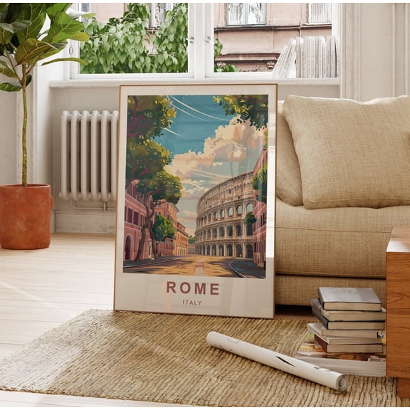 PosterArt Rome Travel Poster Roman Colosseum Rome Print Rome Poster Travel Print Roman Colosseum Italy A5,A4,A3,A2, Size 12x18 UNFFRAMED