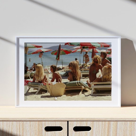 PosterArt Saint-tropez Beach Print Poster, Vintage Print, High Society Photo Print, Size 8x12 UNFFRAMED