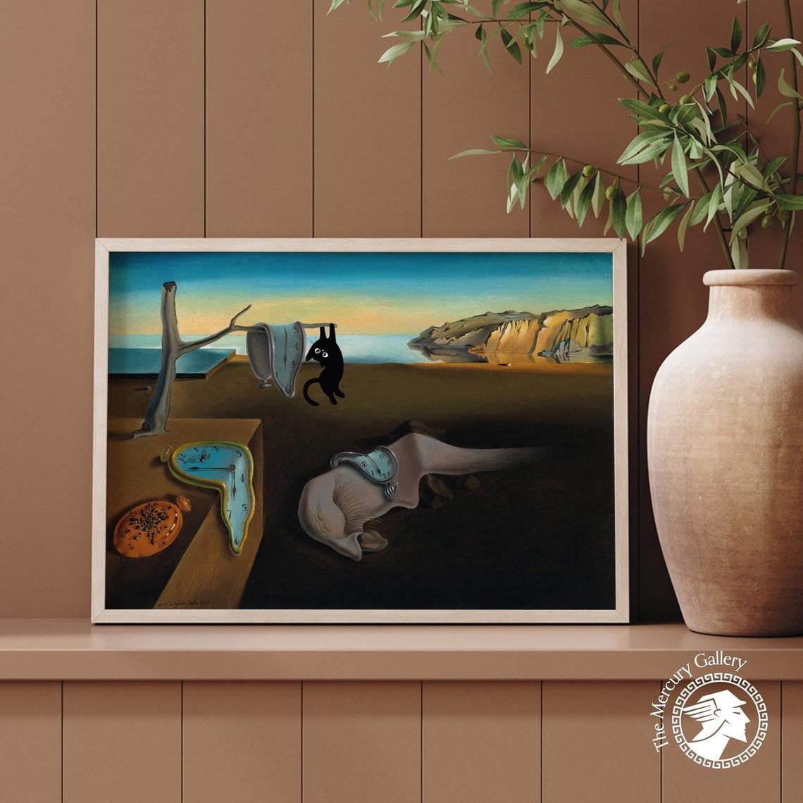 PosterArt Salvador Dali Poster, Black Cat Persistence of Memory Art ...