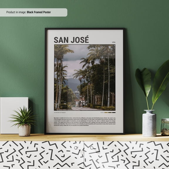 PosterArt San Jose Poster Travel Poster Travel Wall Art Minimal Travel Wall Print US City Print San Jose Wall Decor, Size 16x24 UNFFRAMED