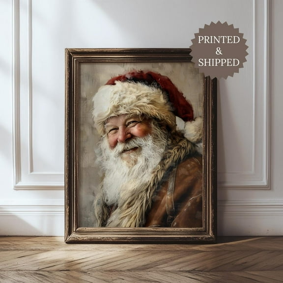 PosterArt Santa Portrait Poster, Vintage Drawing Wall Art, Neutral Cottagecore Holiday, 12x18 UNFRAMED