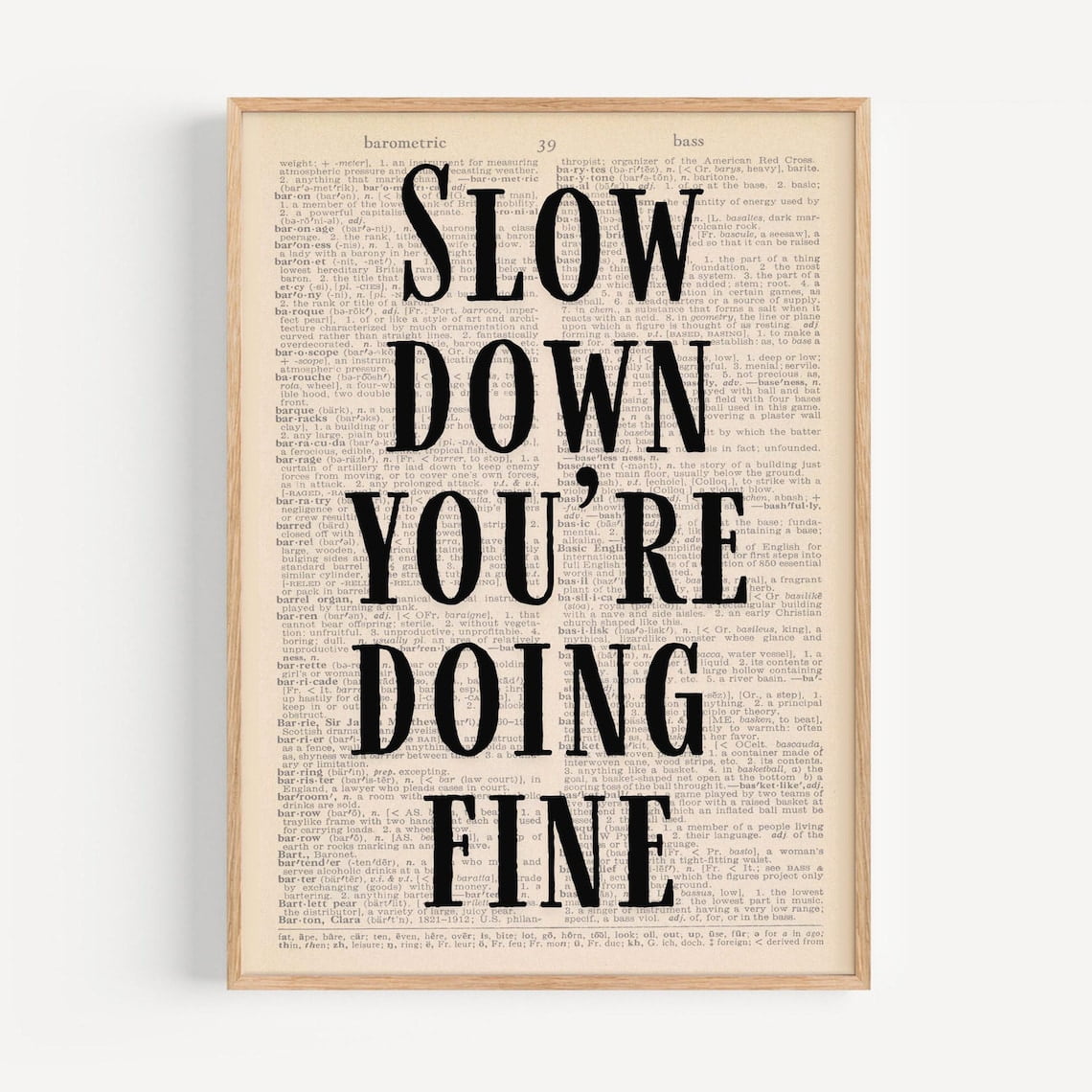 PosterArt Slow Down You’re Doing Fine Poster, Vintage Typography ...