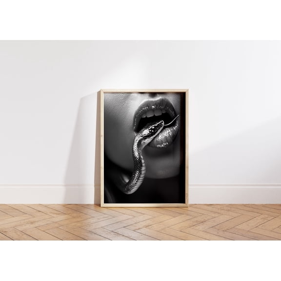 PosterArt Snake Art Poster, Sensual Black and White Illustration, 12x18 UNFRAMED