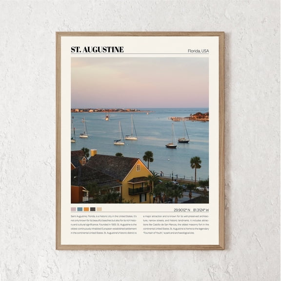PosterArt St Augustine Print, St Augustine Wall Art, St Augustine Poster, St Augustine Photo, St Augustine Travel Gift, 24x36 UNFRAMED