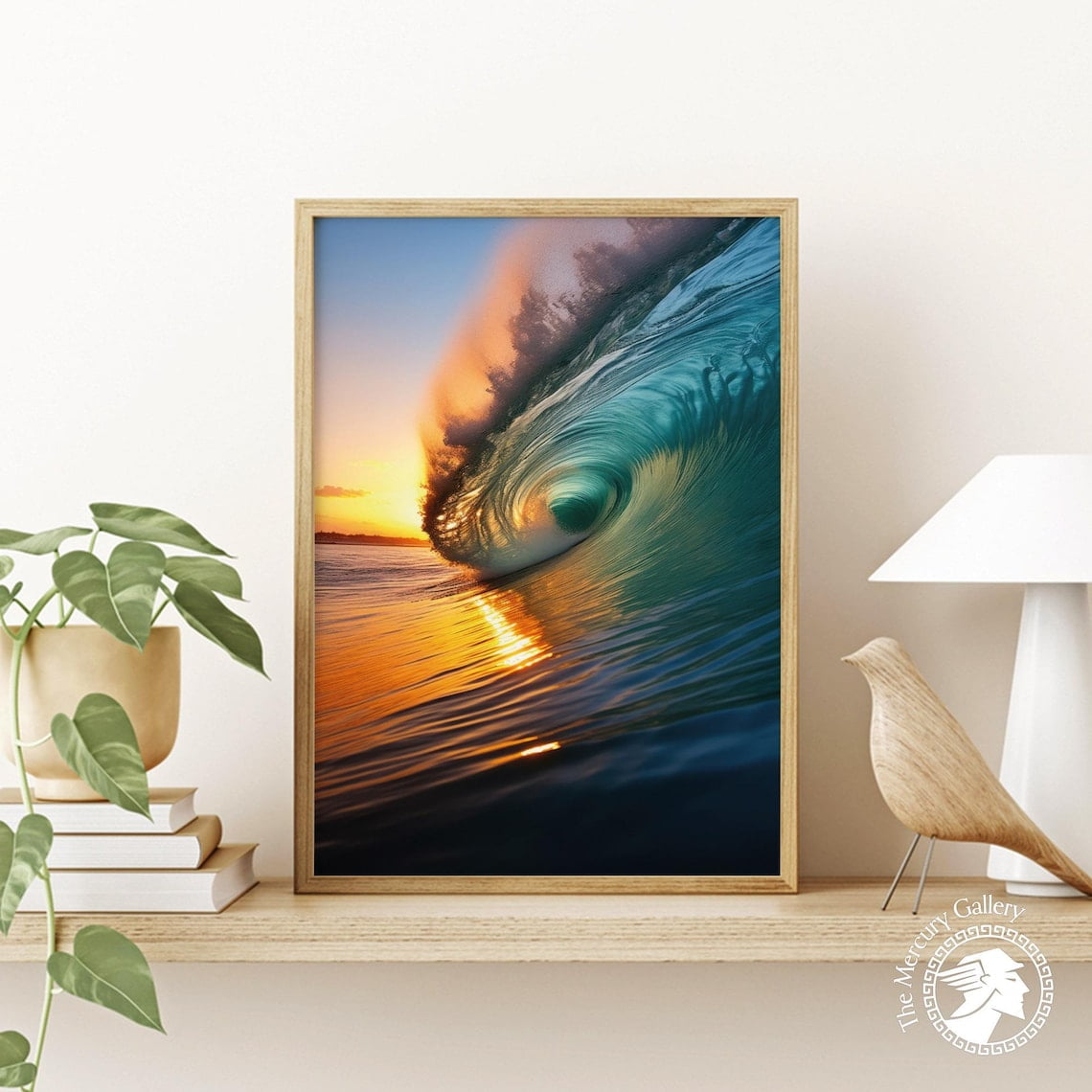 PosterArt Sunset Ocean Wave Poster, Coastal Surf Photography Wall Art