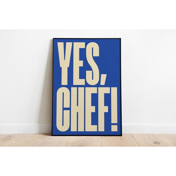 PosterArt The Bear Yes Chef Poster Minimal Typography Print Retro Kitchen Wall Art Bon Appétit Quote Poster Design, 8x12 UNFRAMED