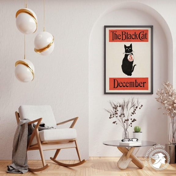 PosterArt The Black Cat Poster, December 1890 Magazine Art Print, Vintage Retro Cat Wall Decoration, 8x12 UNFRAMED