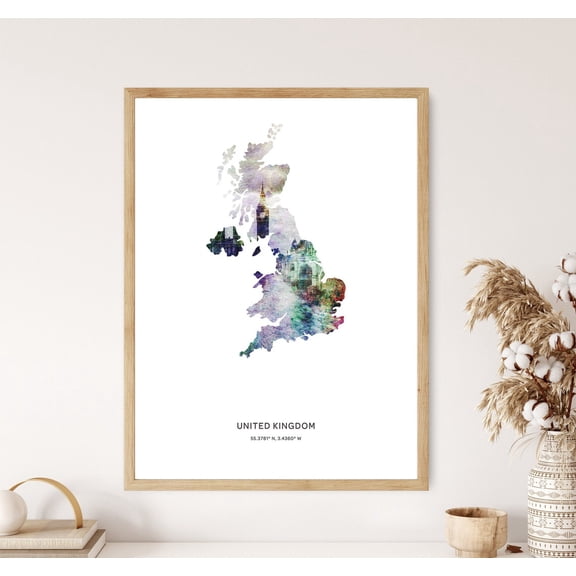PosterArt United Kingdom Print, United Kingdom Poster, United Kingdom Map Art, Map of UK, 8x12 UNFRAMED