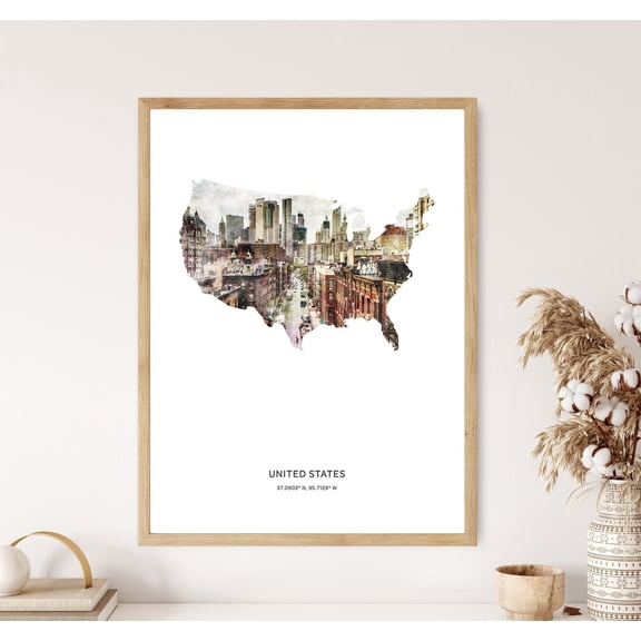 PosterArt United States Print, USA Poster, United States Map Art, Map of United States, 16x24 UNFRAMED