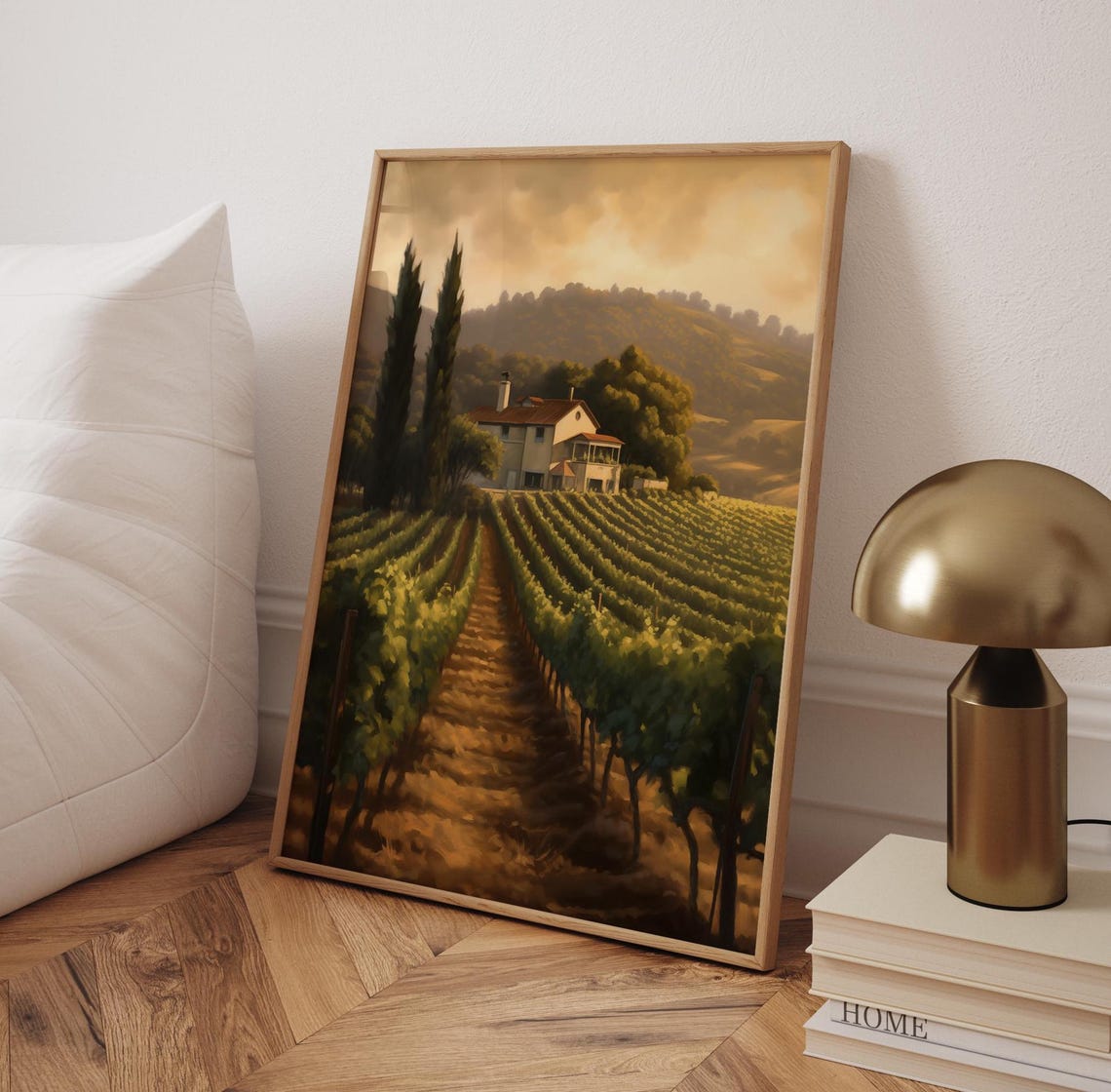 PosterArt Vineyard Landscape Poster Wall Art, Rustic Napa Valley ...