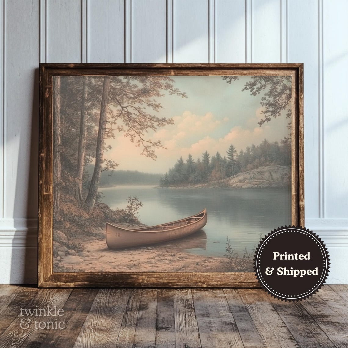Rustic Posterboard PosterArt Vintage Boat Art Print Rustic Farmhouse Wall Décor Lakehouse ...