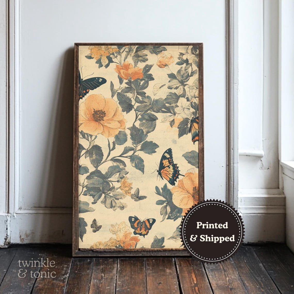 PosterArt Vintage Butterfly Art Print Rustic Nature Wall Décor Moody ...