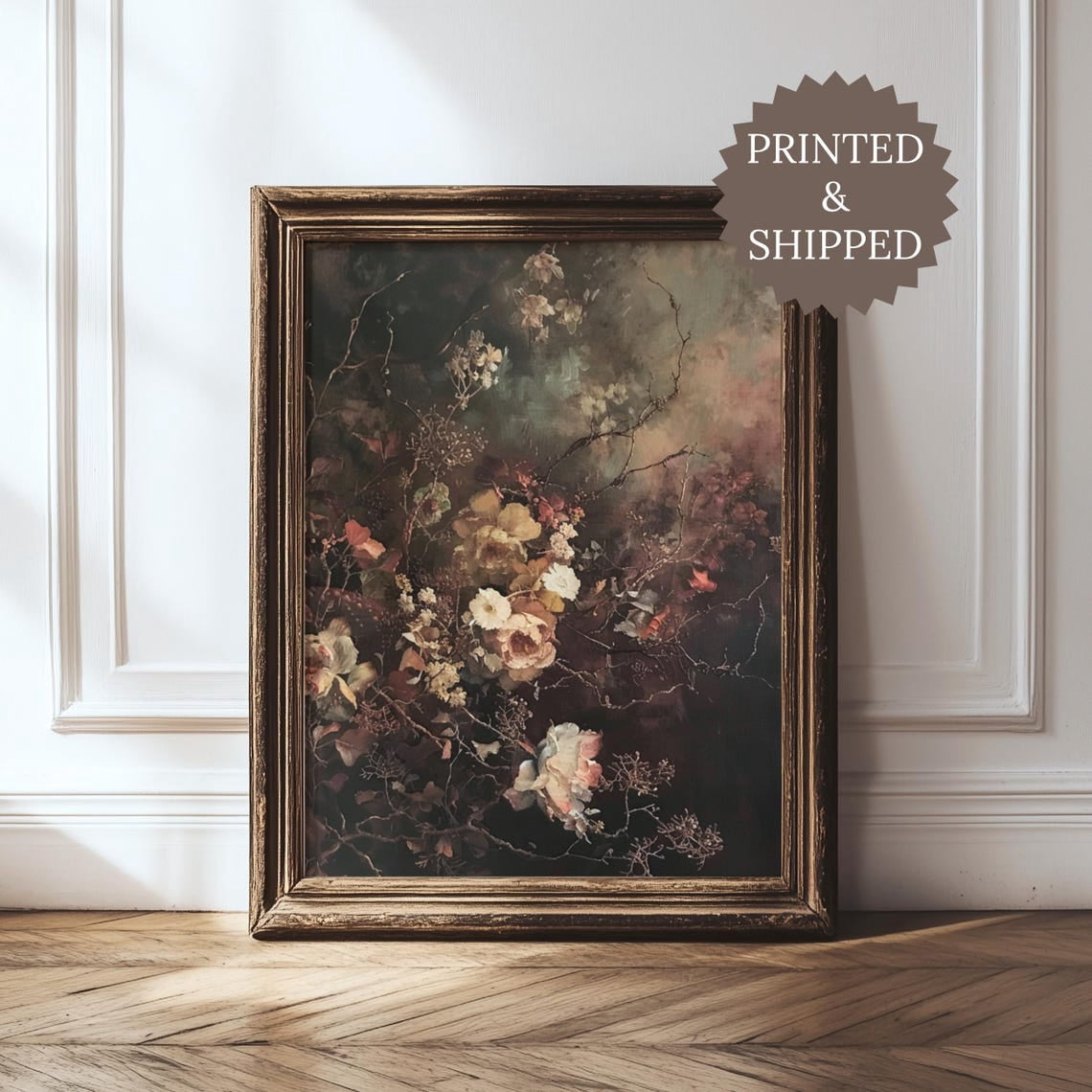 PosterArt Vintage Fall Floral Poster Wall Art Moody Dark Academia Print ...