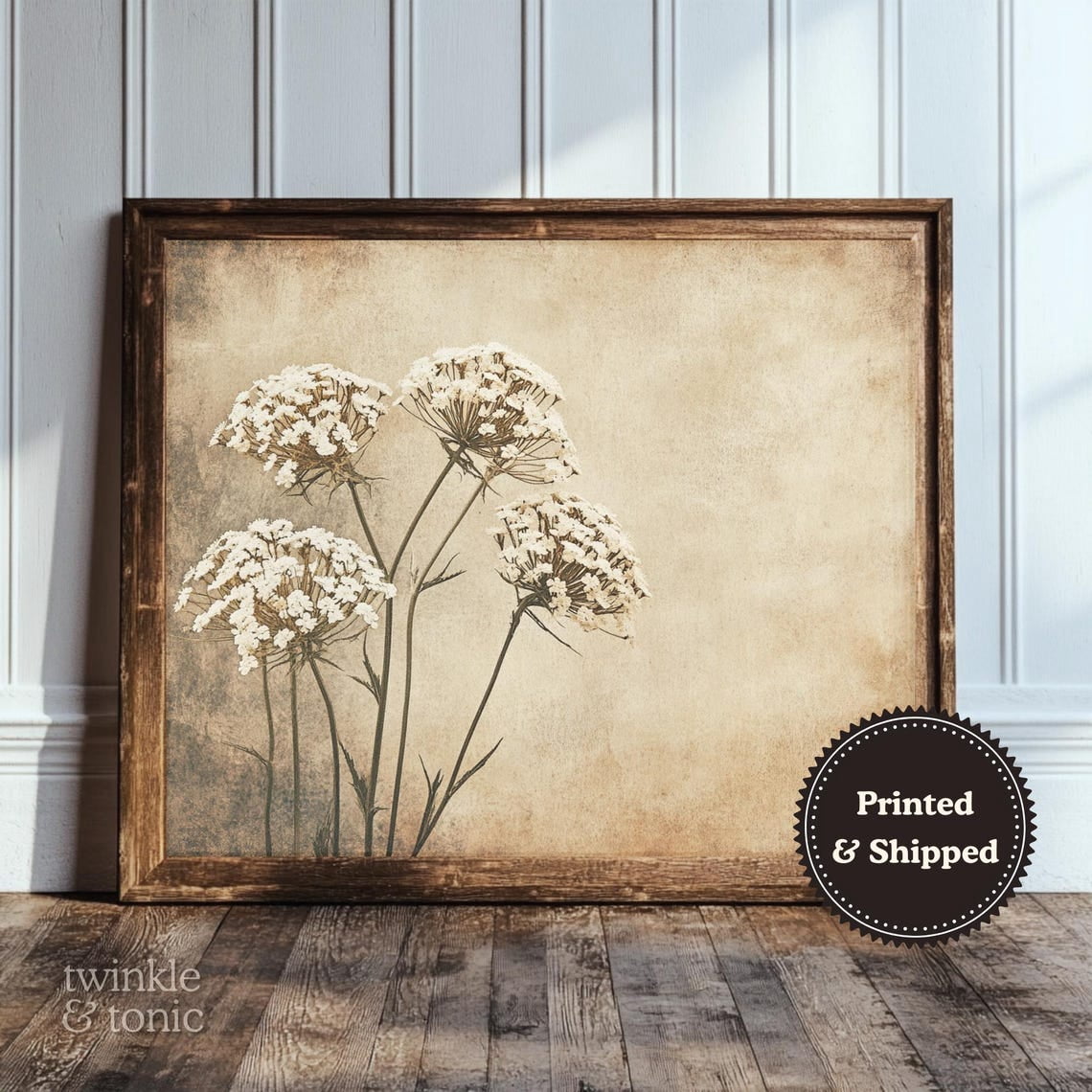 PosterArt Vintage Floral Art Print Rustic Wildflower Wall Décor Light ...